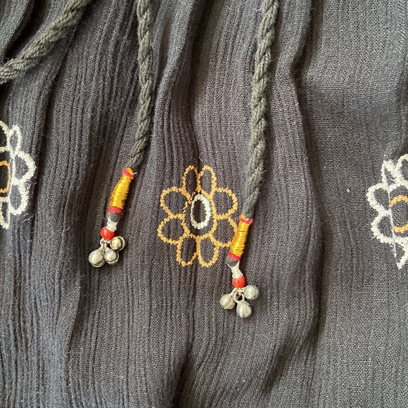 Gypsy Boho Embroidered Black Maxi Column Skirt - Picture 6 of 6